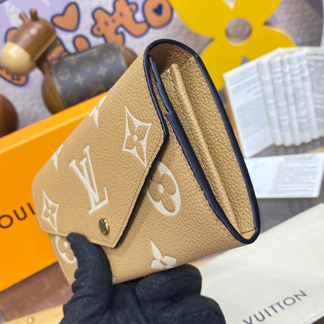 Louis Vuitton LV Calfskin Sarah Wallet Purse Cardholder M12757 Tan