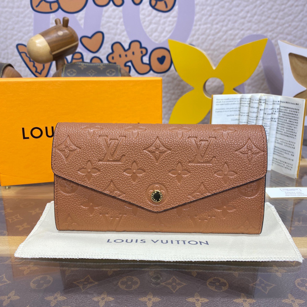 Louis Vuitton LV Calfskin Sarah Wallet Purse Cardholder M12757 Brown