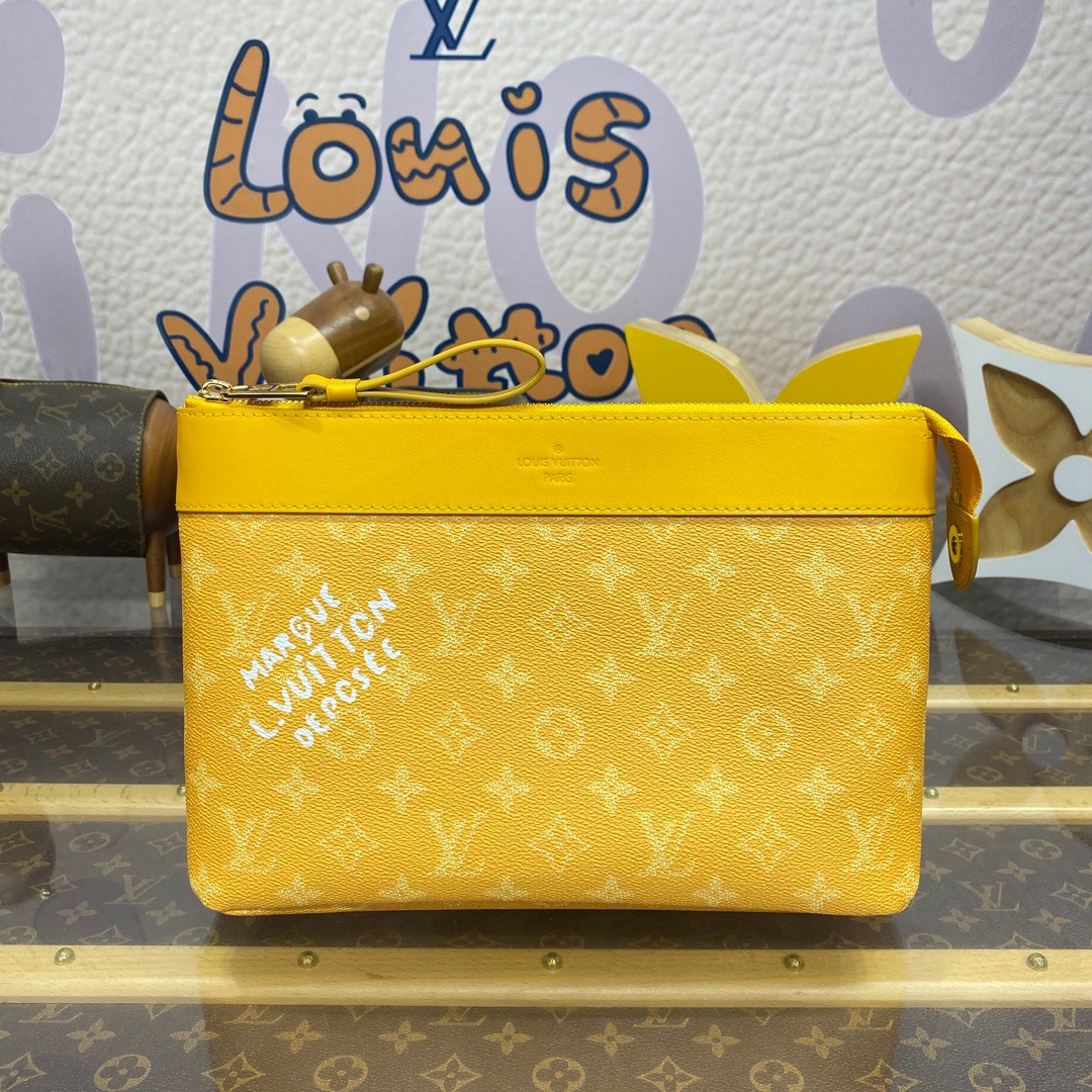 Louis Vuitton LV Pochette Voyage Souple Clutch Bag Handbag M12665 Yellow