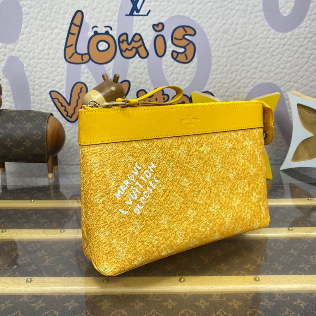 Louis Vuitton LV Pochette Voyage Souple Clutch Bag Handbag M12665 Yellow