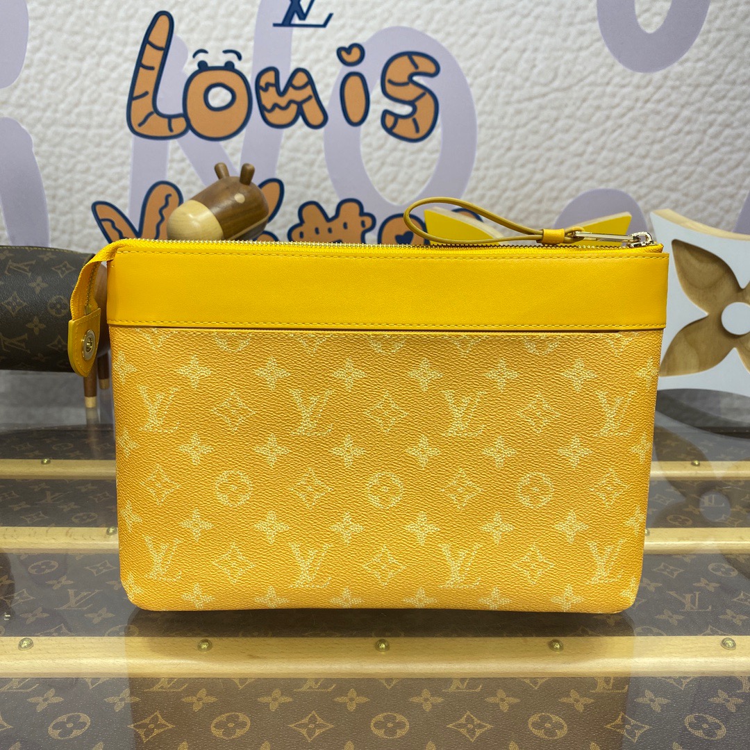 Louis Vuitton LV Pochette Voyage Souple Clutch Bag Handbag M12665 Yellow