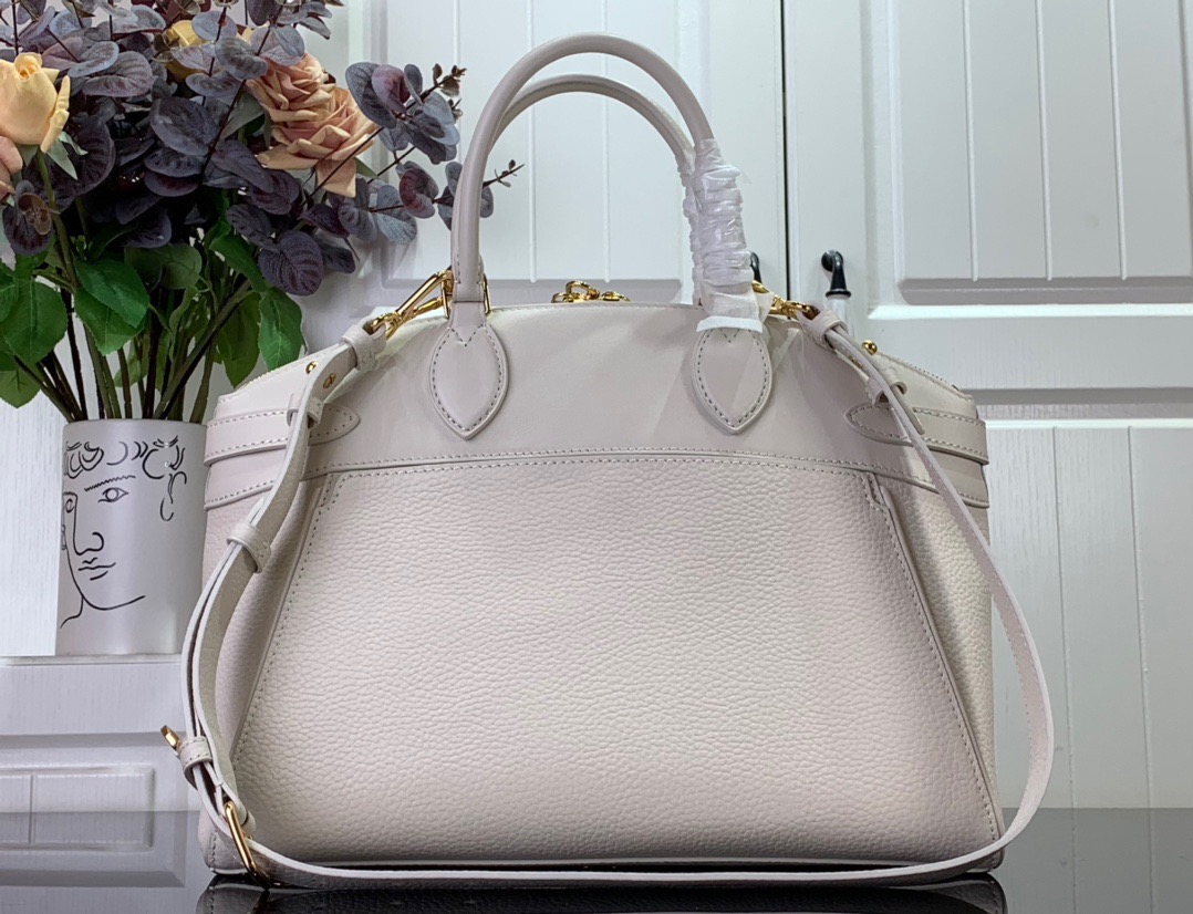 Louis Vuitton LV Calfskin Lock it Medium Tote Bag Handbag M23061 Cream