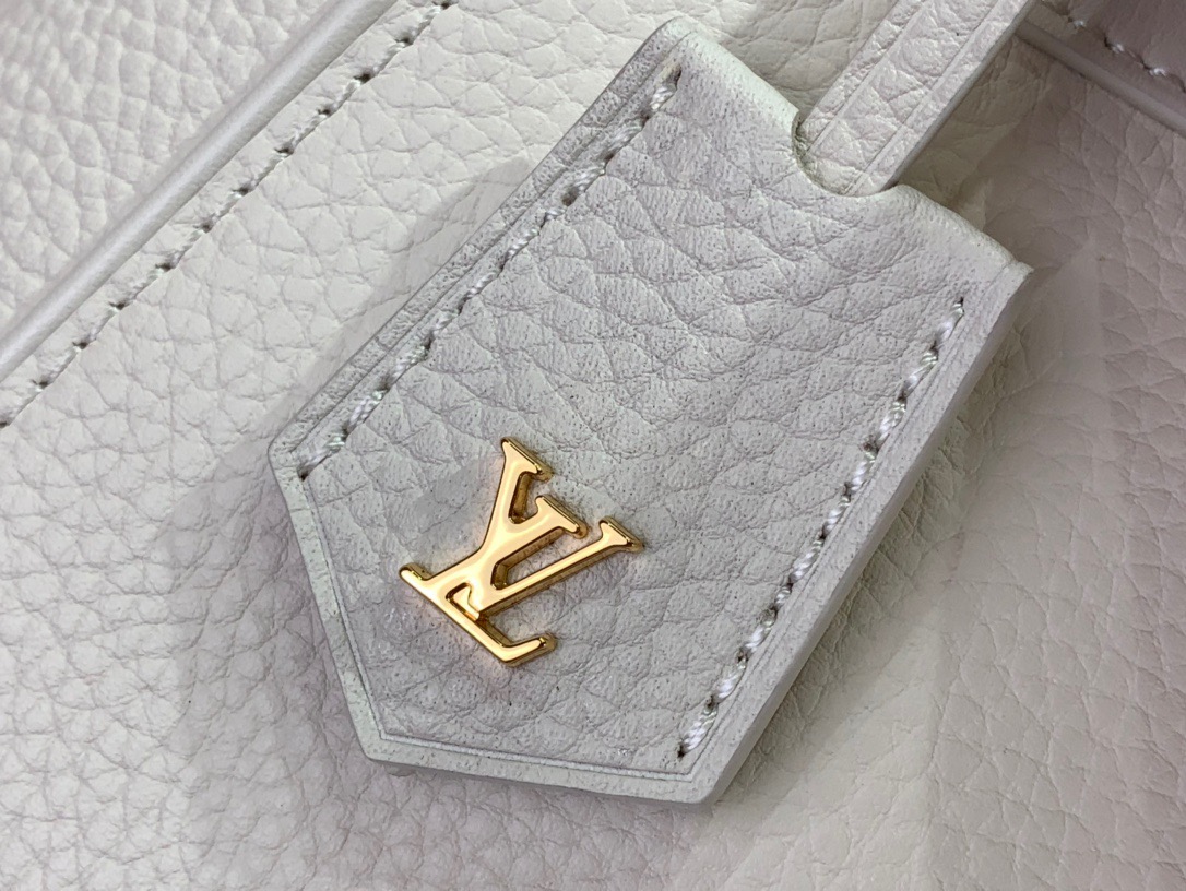 Louis Vuitton LV Calfskin Lock it Medium Tote Bag Handbag M23061 Cream