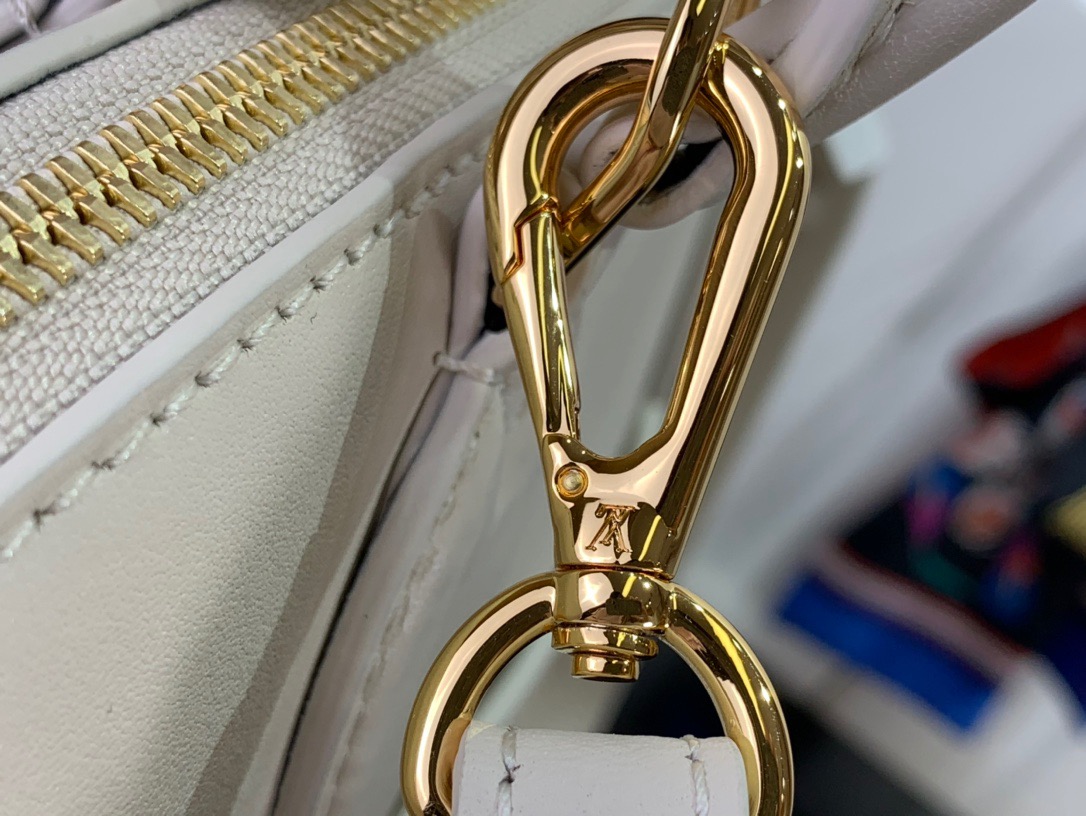 Louis Vuitton LV Calfskin Lock it Medium Tote Bag Handbag M23061 Cream