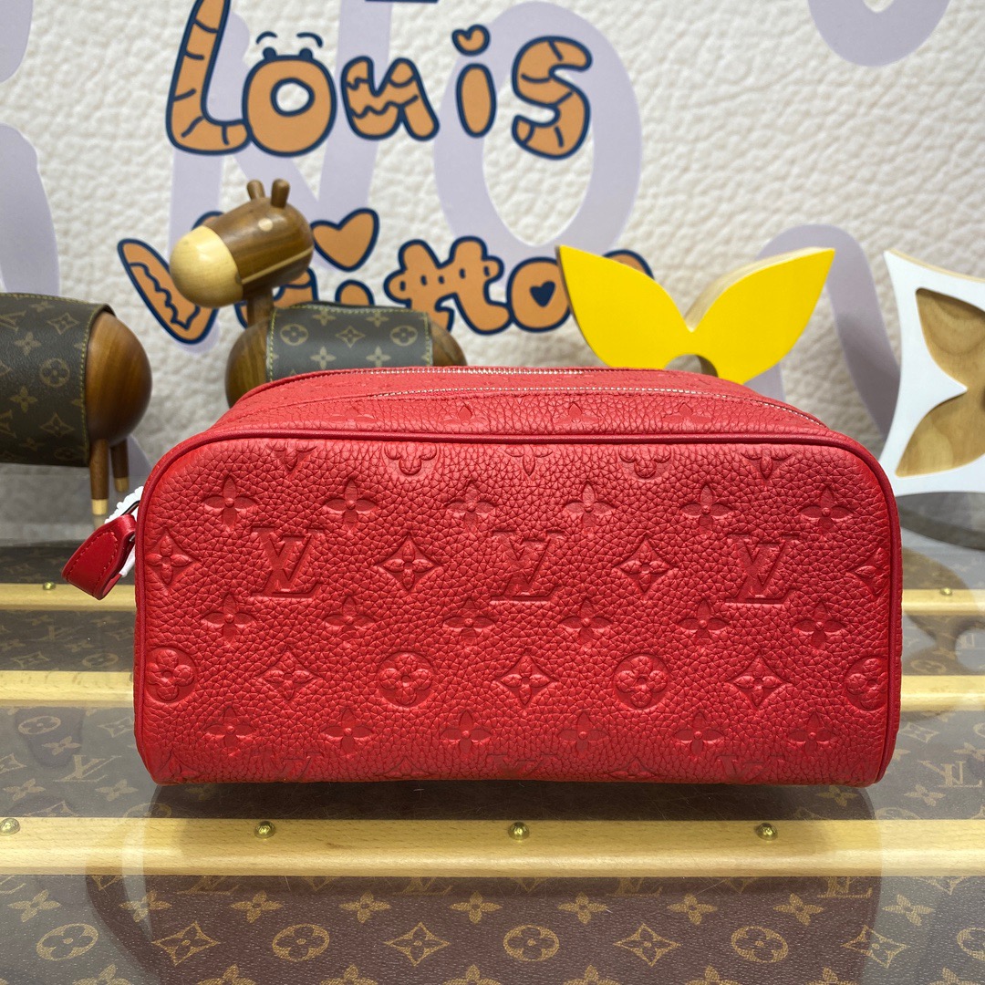 Louis Vuitton LV Calfskin Dopp Kit Toiletry Bag Pouch M13023 Red