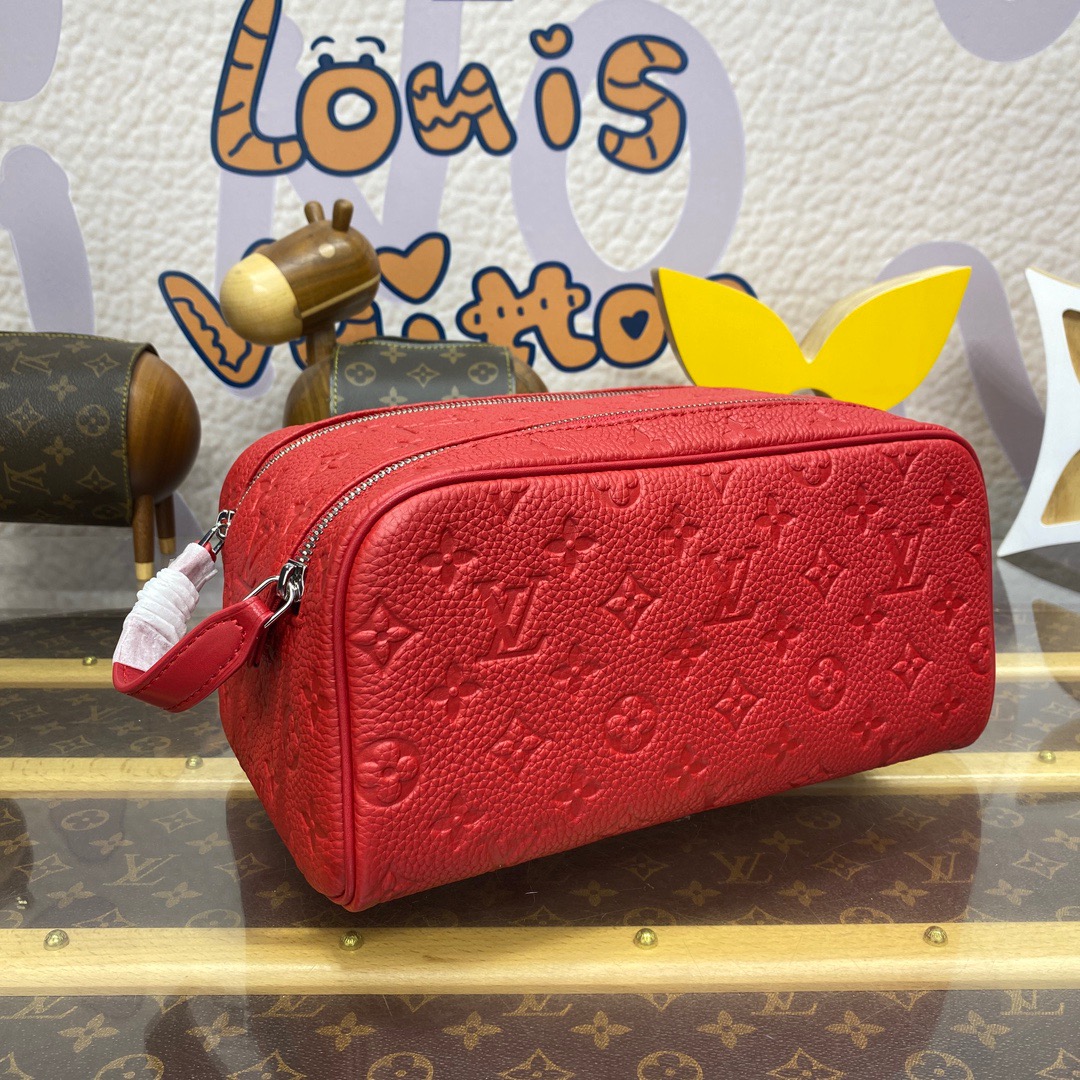 Louis Vuitton LV Calfskin Dopp Kit Toiletry Bag Pouch M13023 Red