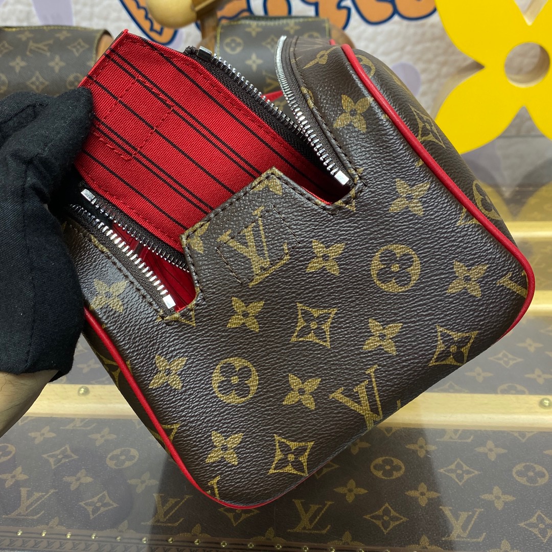 Louis Vuitton LV Monogram Dopp Kit Toiletry Bag Pouch M12640 Red