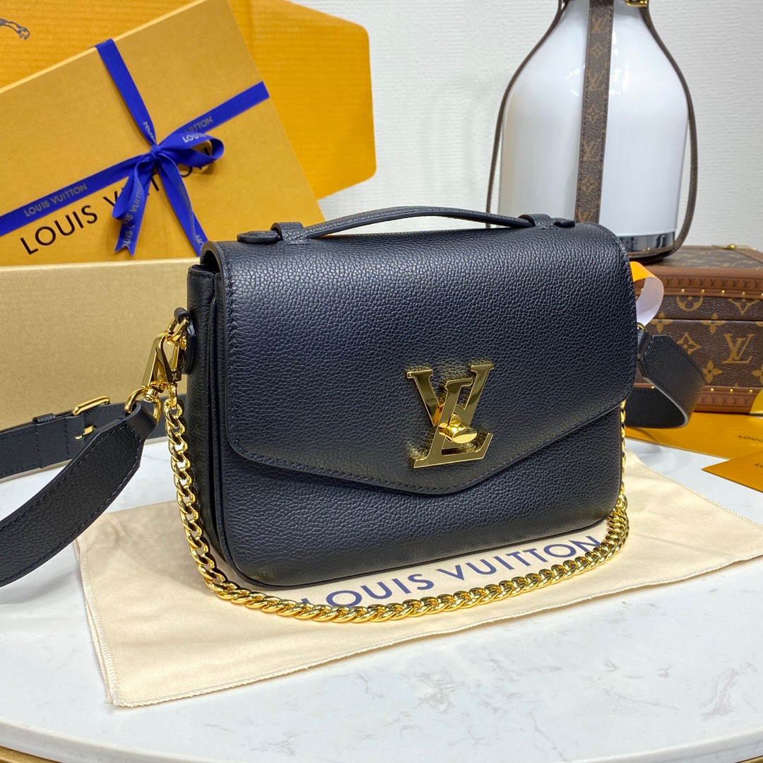 Louis Vuitton LV Calfskin Oxford Bag Handbag M22735 Black