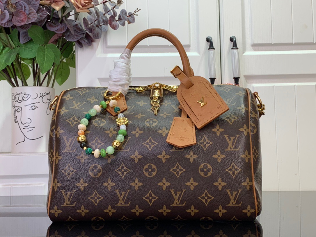 Louis Vuitton LV Monogram Speedy Soft 30 Boho Bag Handbag N87212 Brown