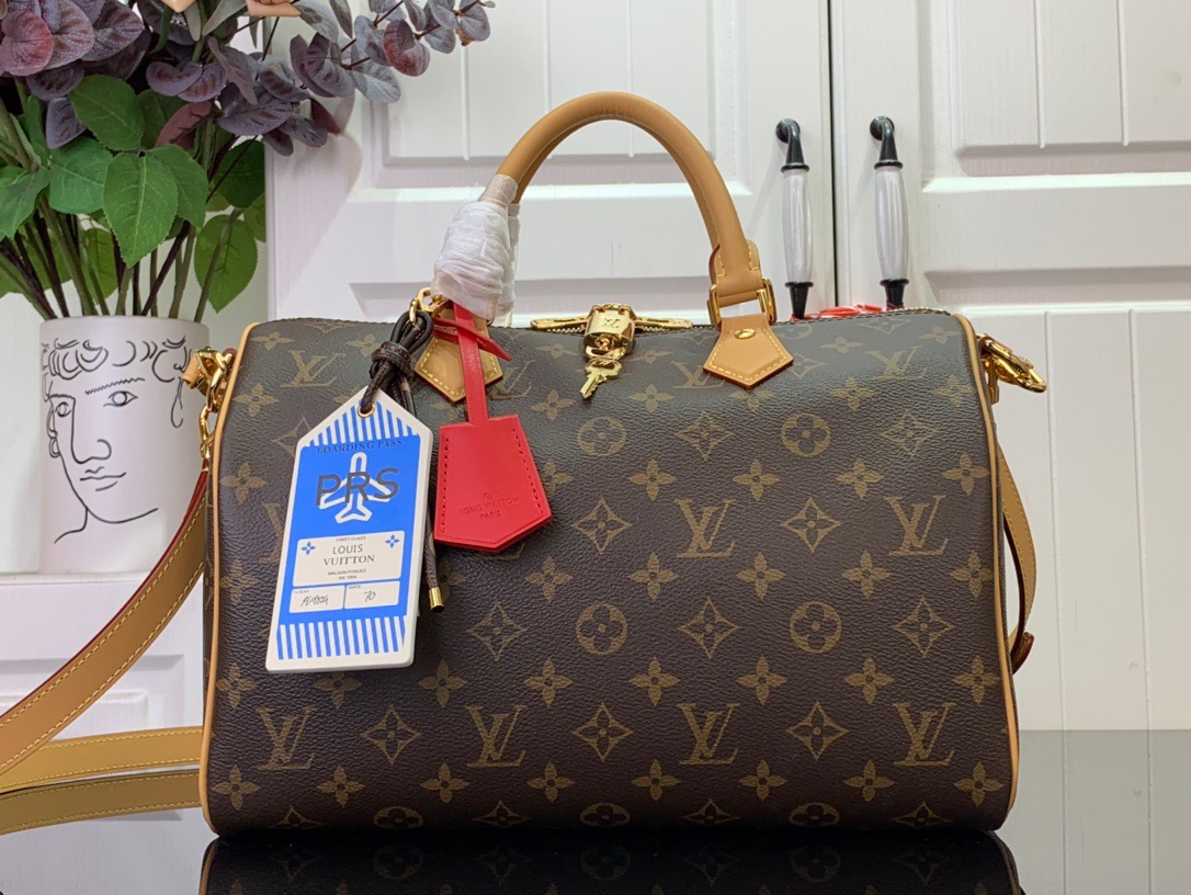 Louis Vuitton LV Monogram Speedy Soft 30 Crafty Bag Handbag M11945 Red