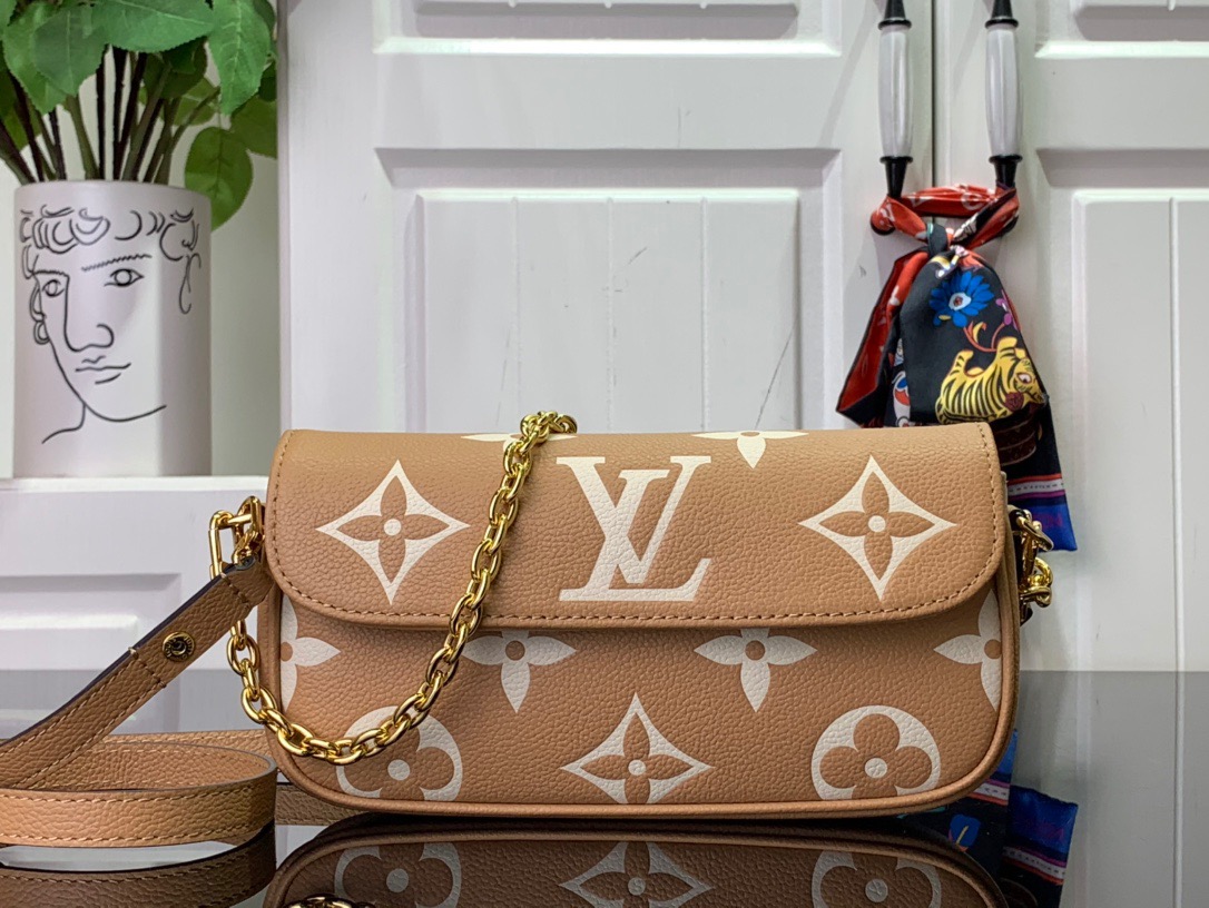 Louis Vuitton LV Calfskin Wallet On Chain Ivy Bag Handbag M12758 Tan