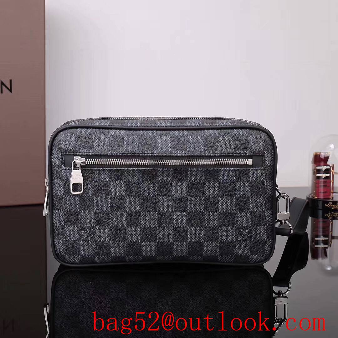 LV Louis Vuitton men damier graphite canvas kasai clutch purse N41664