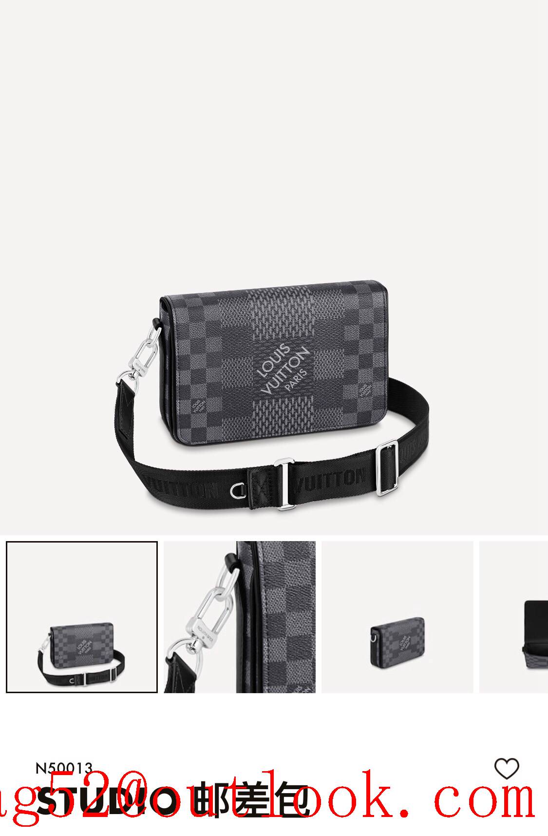 LV Louis Vuitton men black studio messenger new studio messenger contemporary damier graphite 3d canvas shoulder bag N50013