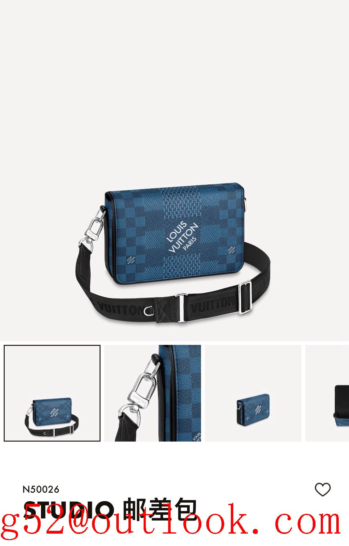 LV Louis Vuitton men blue studio messenger new studio messenger contemporary damier graphite 3d canvas shoulder bag N50026