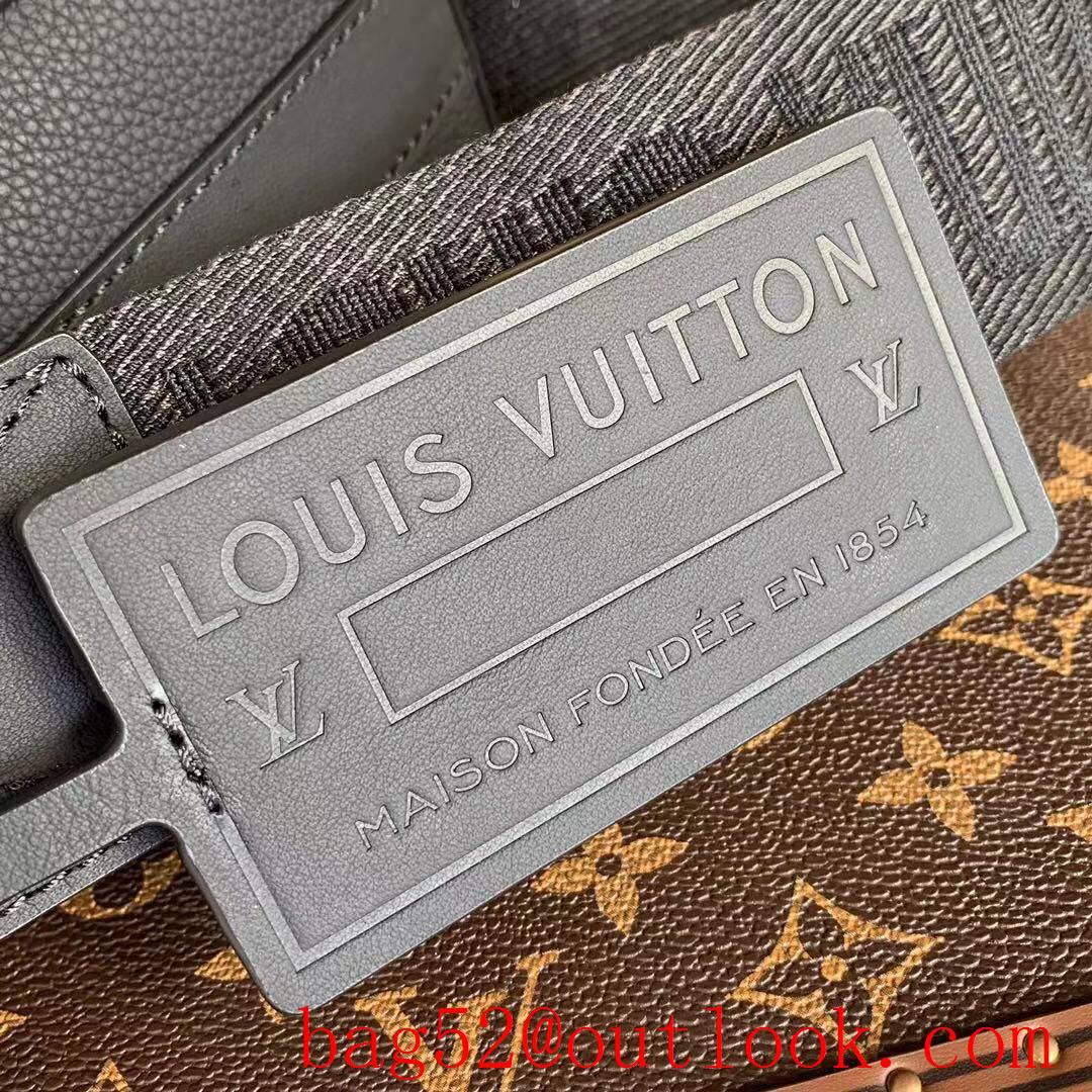 LV Louis Vuitton men black calf leather messenger shoulder bag