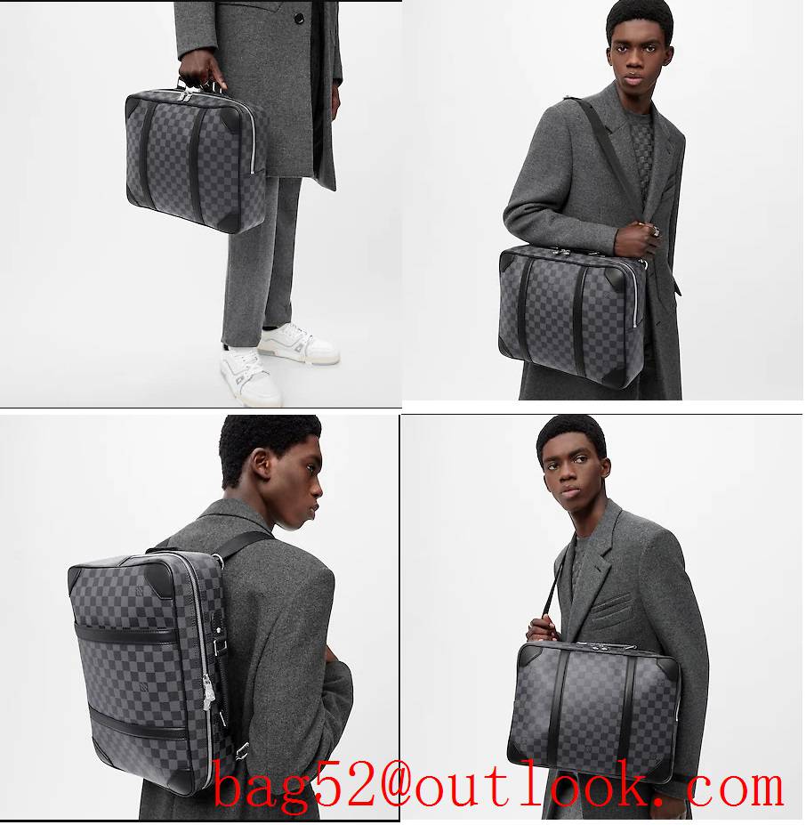 LV Louis Vuitton men Multipurpose damier graphite canvas briefcase backpack bag N50051