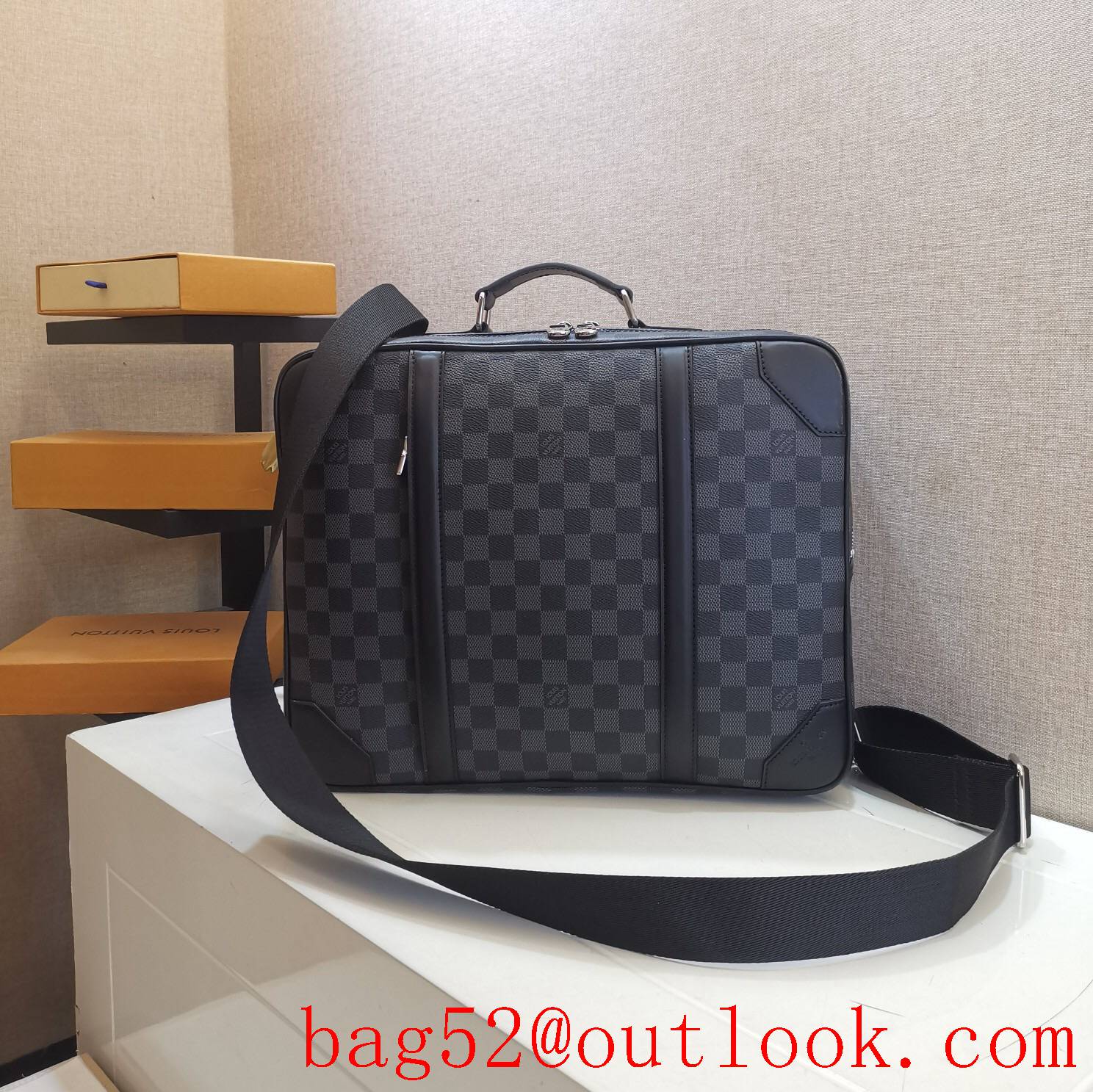 LV Louis Vuitton men Multipurpose damier graphite canvas briefcase backpack bag N50051