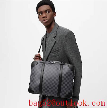 LV Louis Vuitton men Multipurpose damier graphite canvas briefcase backpack bag N50051