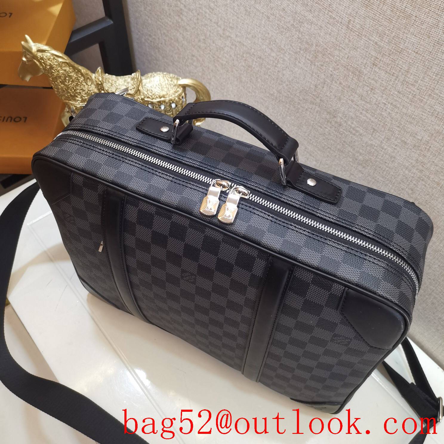 LV Louis Vuitton men Multipurpose damier graphite canvas briefcase backpack bag N50051