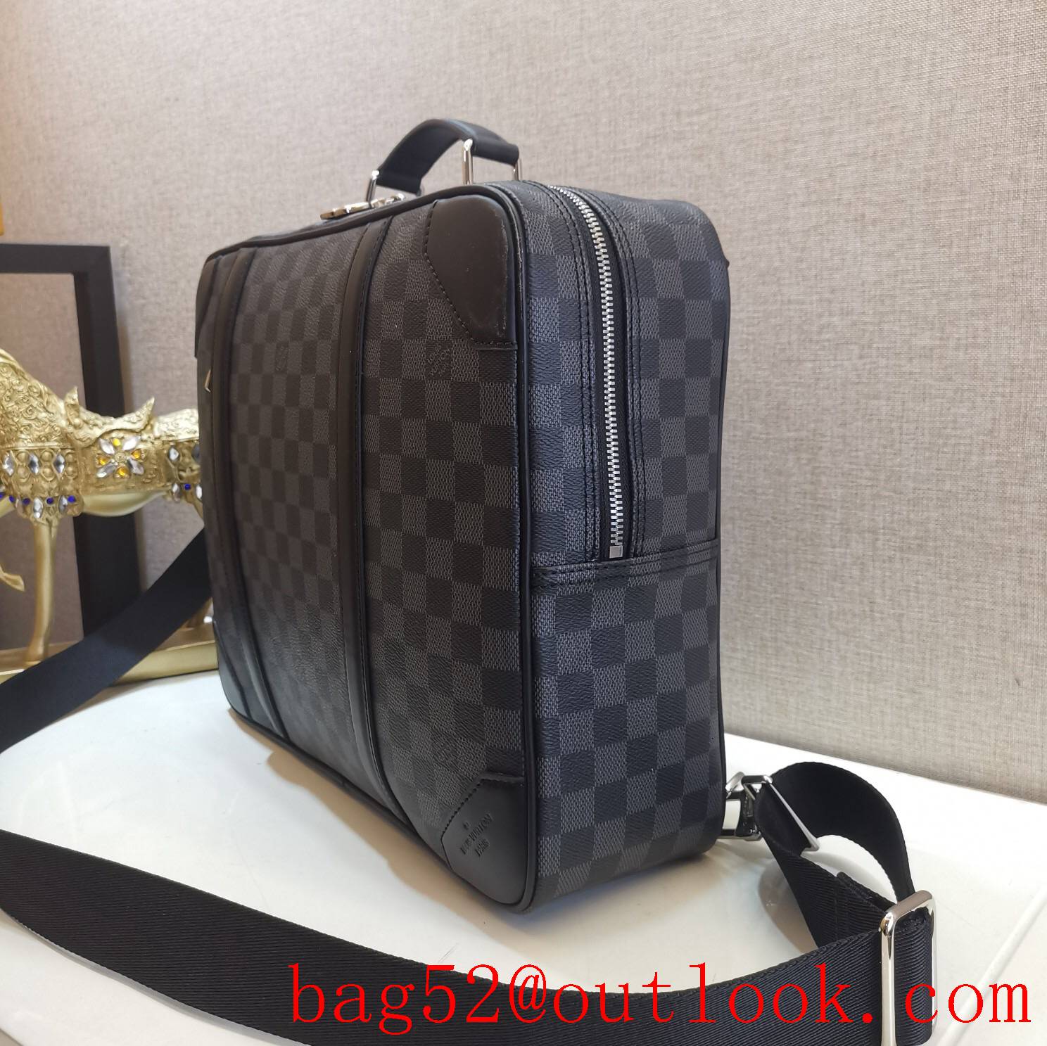 LV Louis Vuitton men Multipurpose damier graphite canvas briefcase backpack bag N50051