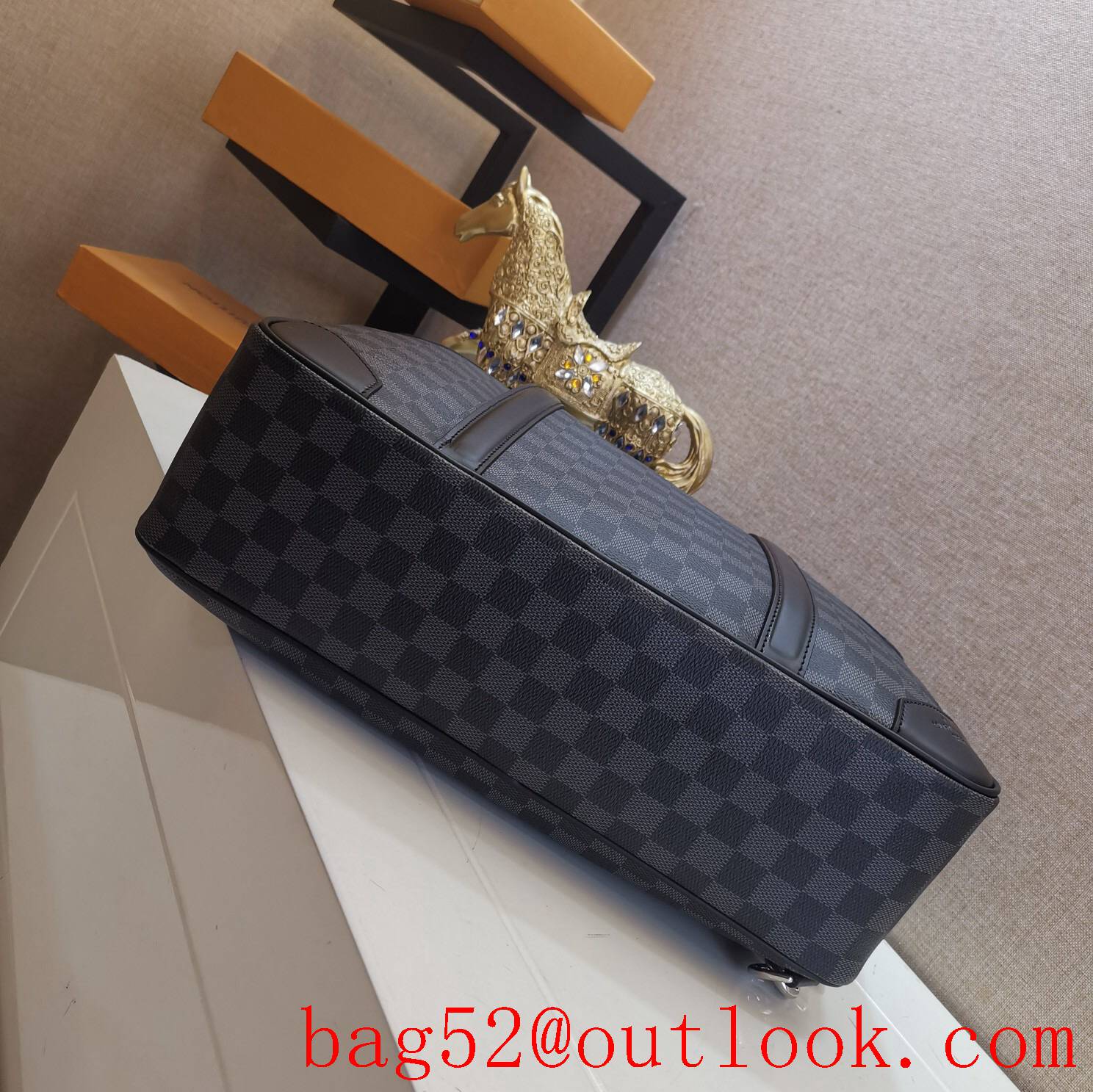 LV Louis Vuitton men Multipurpose damier graphite canvas briefcase backpack bag N50051