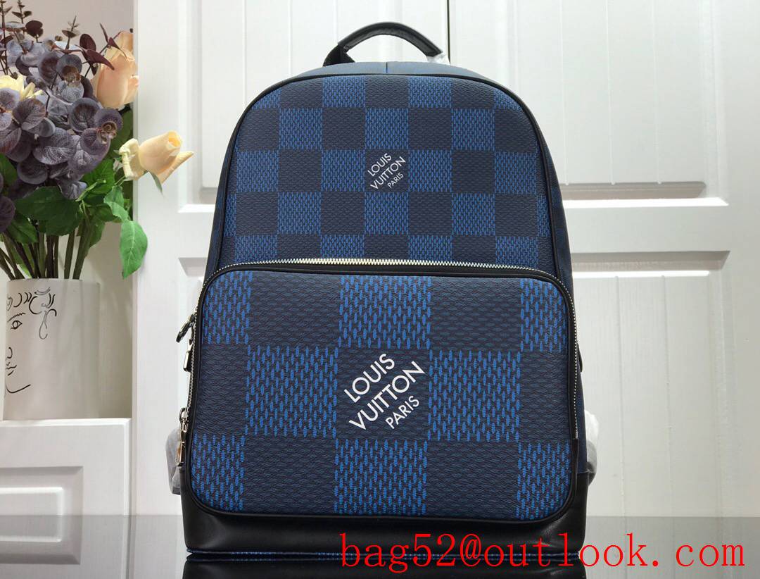 LV Louis Vuitton men blue damier canvas campus backpack bag N50009