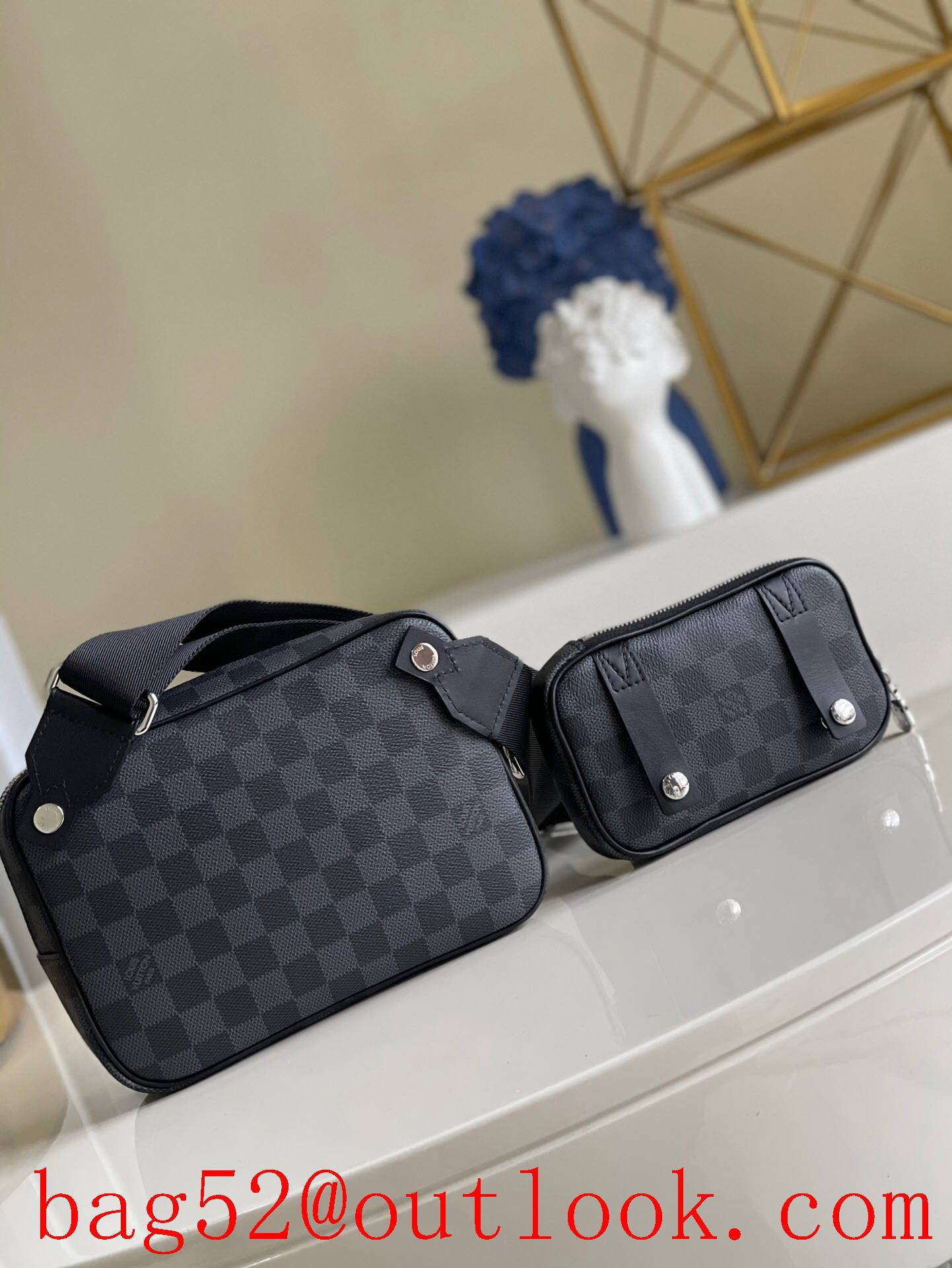 LV Louis Vuitton men damier graphite canvas scott messenger bag N50018