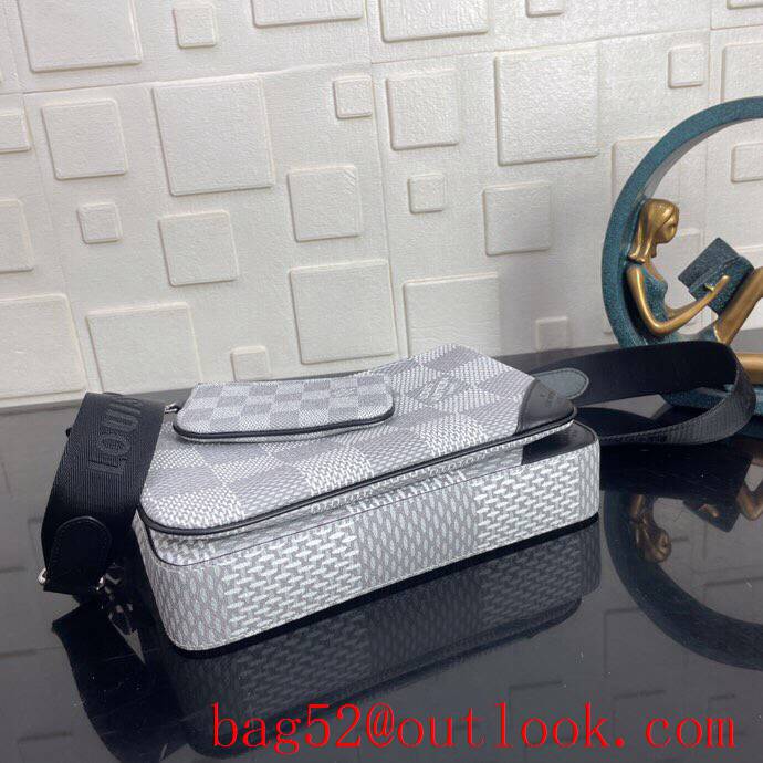 LV Louis Vuitton men beige damier graphite 3d canvas trio messenger shoulder bag N50027