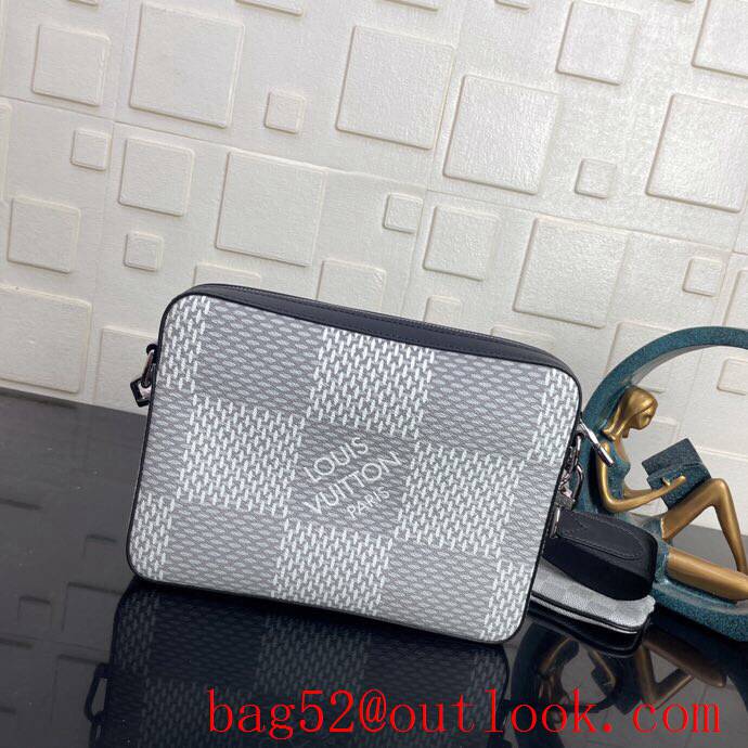 LV Louis Vuitton men beige damier graphite 3d canvas trio messenger shoulder bag N50027