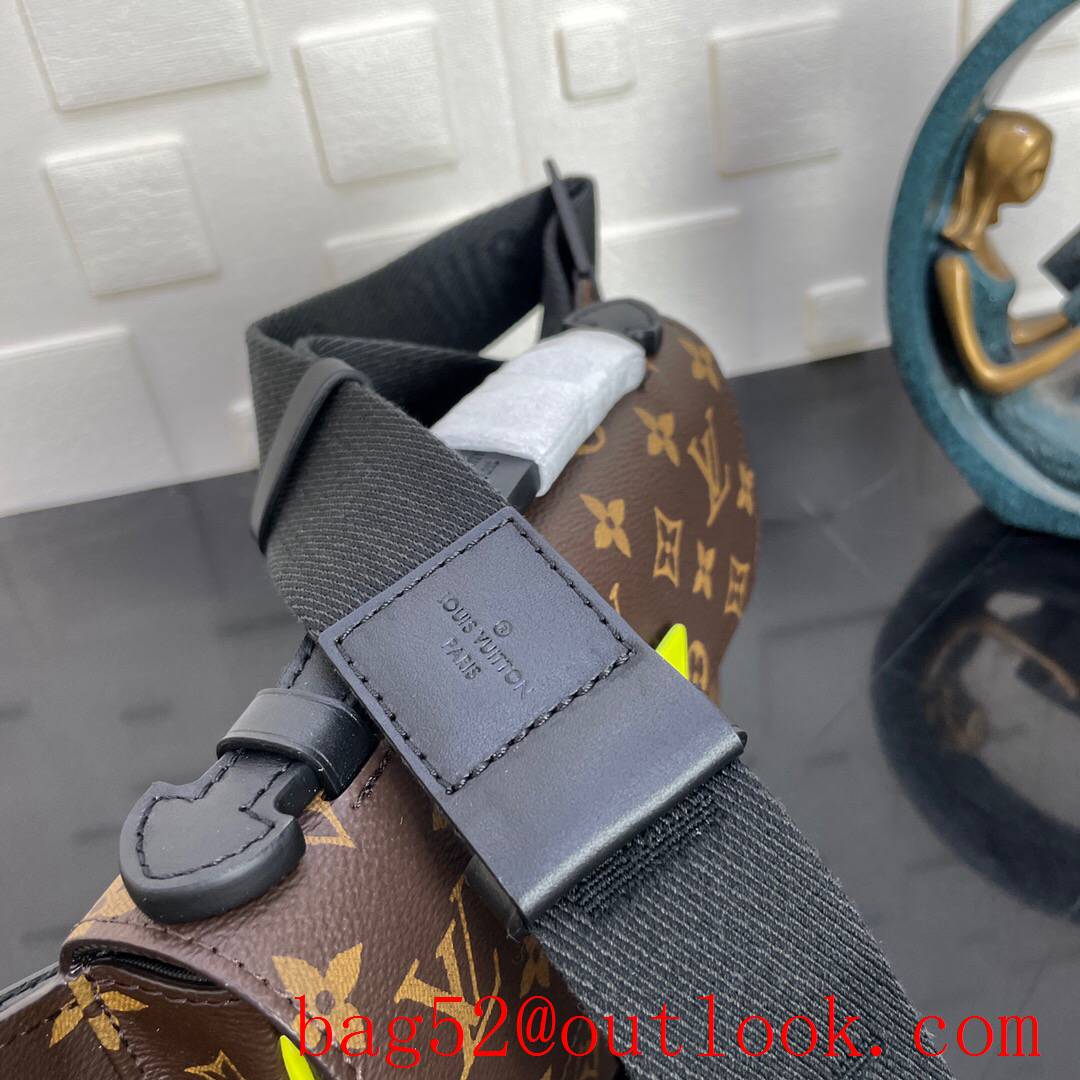 LV Louis Vuitton men monogram macassar canvas v yellow trim s lock sling bag chest bag M45807