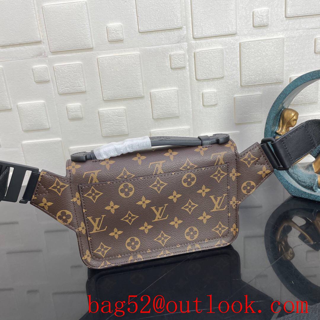 LV Louis Vuitton men monogram macassar canvas v yellow trim s lock sling bag chest bag M45807