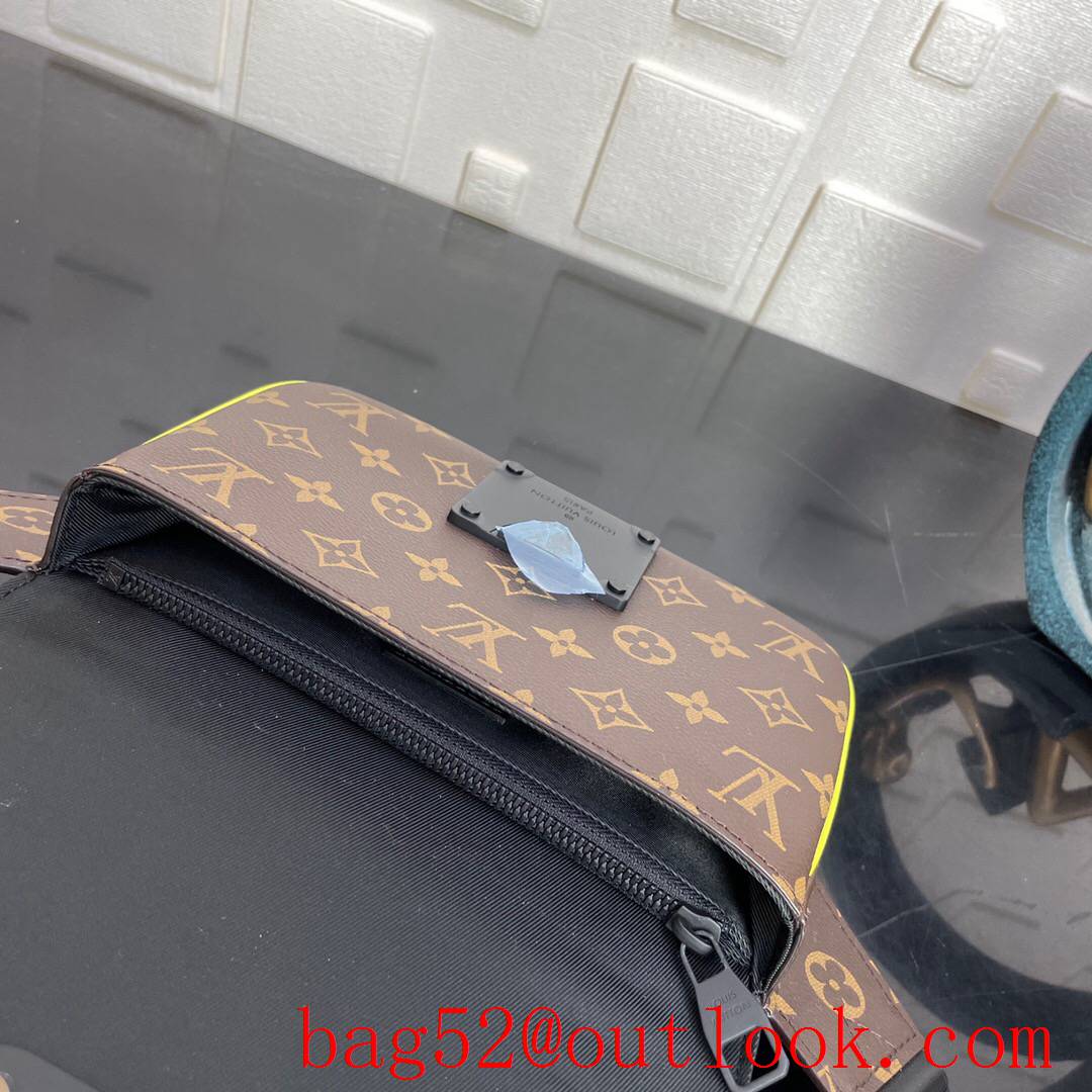 LV Louis Vuitton men monogram macassar canvas v yellow trim s lock sling bag chest bag M45807