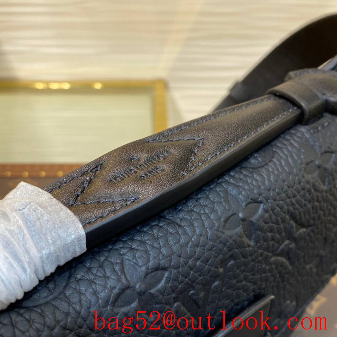 LV Louis Vuitton men monogram-embossed black taurillon leather s lock sling bag M58487