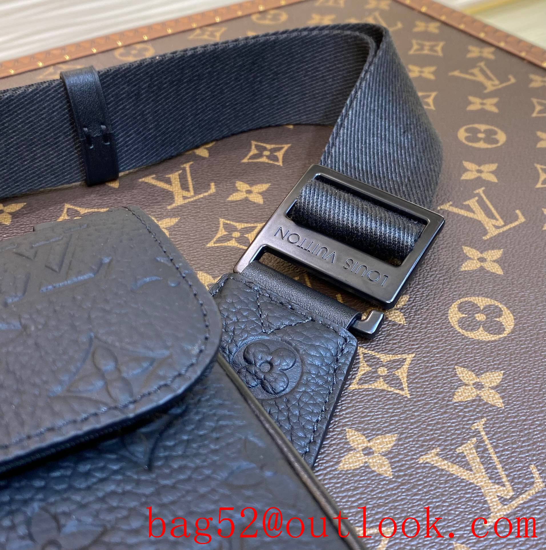 LV Louis Vuitton men monogram-embossed black taurillon leather s lock sling bag M58487