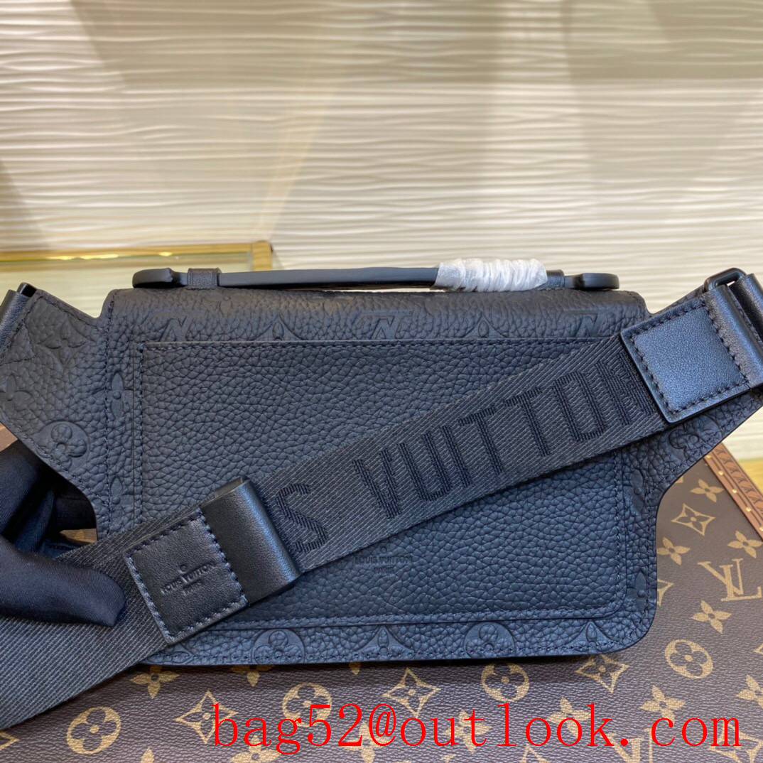 LV Louis Vuitton men monogram-embossed black taurillon leather s lock sling bag M58487