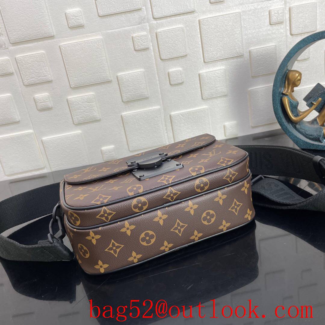 LV Louis Vuitton men monogram macassar canvas s lock messenger bag M45806