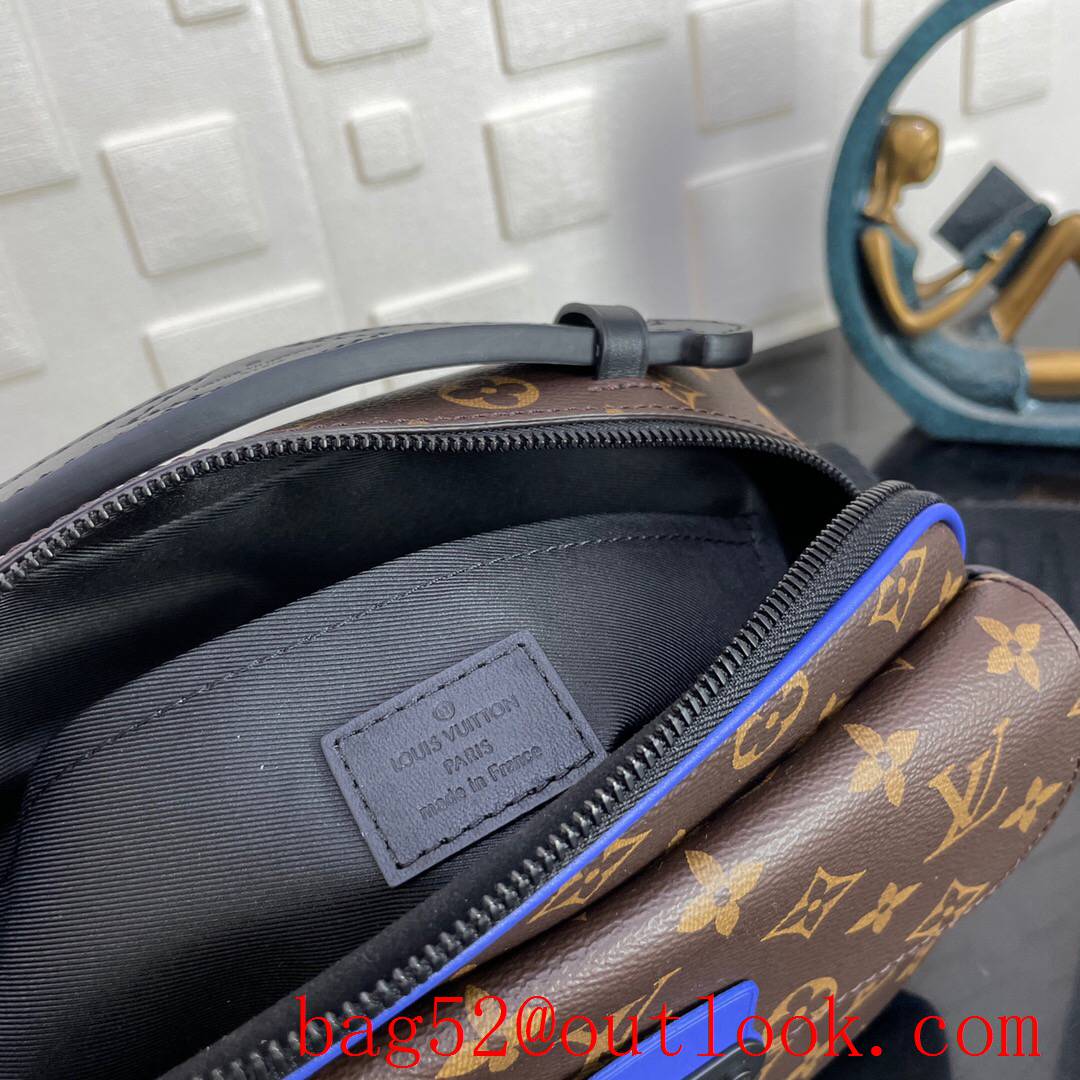 LV Louis Vuitton men monogram macassar canvas v blue s lock messenger bag M45863