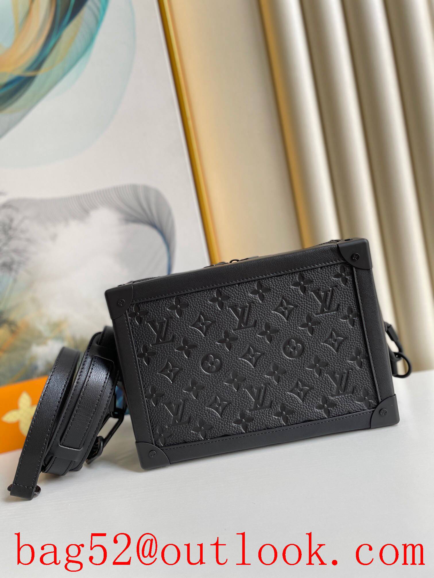 LV Louis Vuitton men black taurillon monogram soft trunk messenger bag M55700