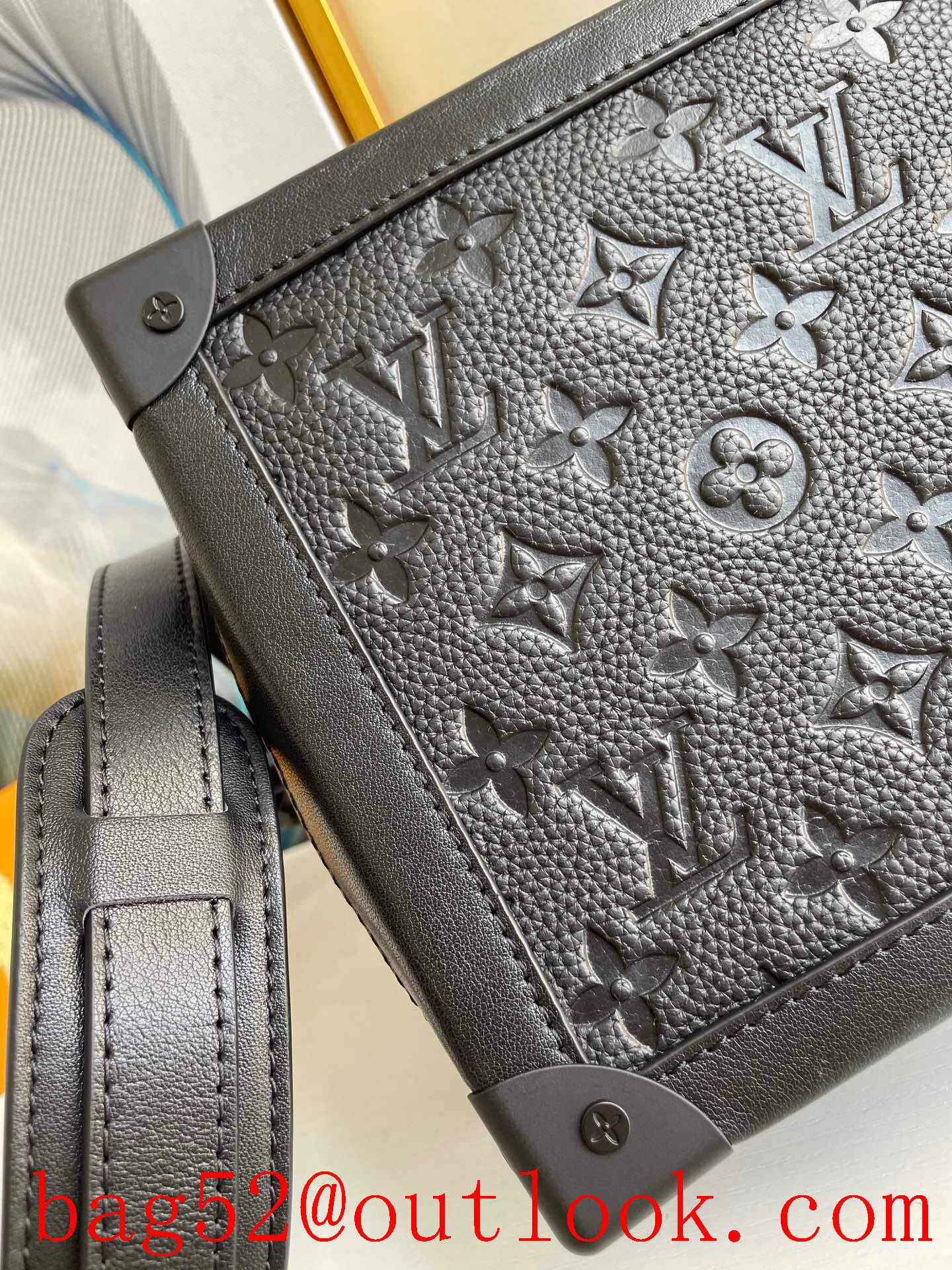 LV Louis Vuitton men black taurillon monogram soft trunk messenger bag M55700