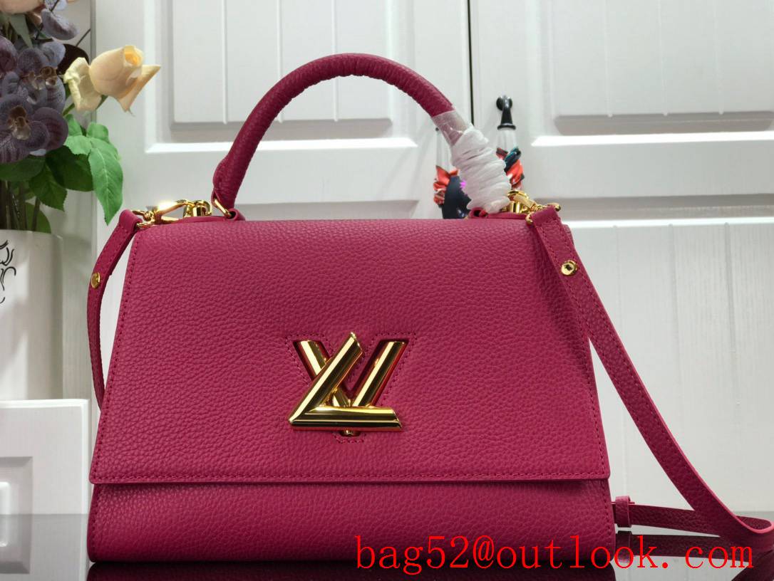 LV Louis Vuitton Large Twist One Handle Leather Handbag Bag M57090 Rose