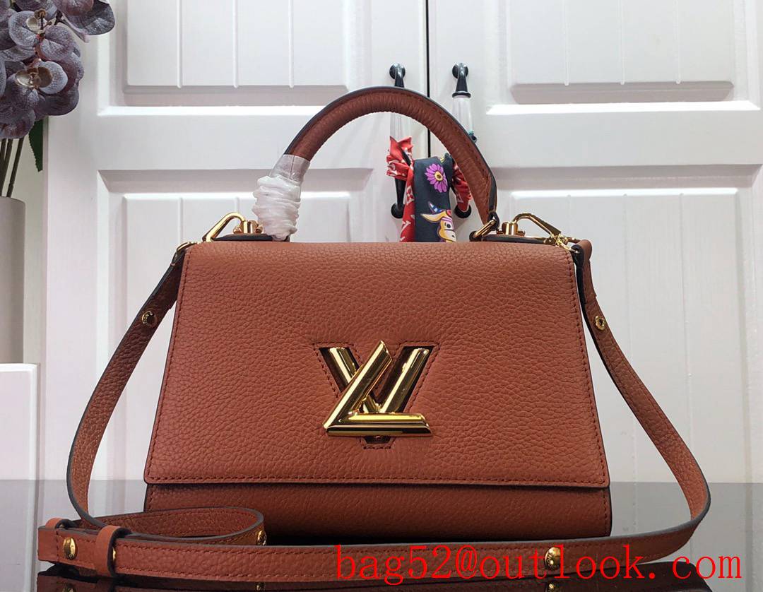 LV Louis Vuitton Small Twist One Handle Leather Handbag Bag M57093 Brown