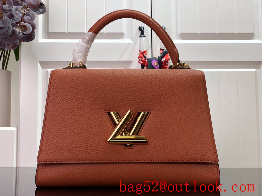 LV Louis Vuitton Large Twist One Handle Leather Handbag Bag M57090 Brown
