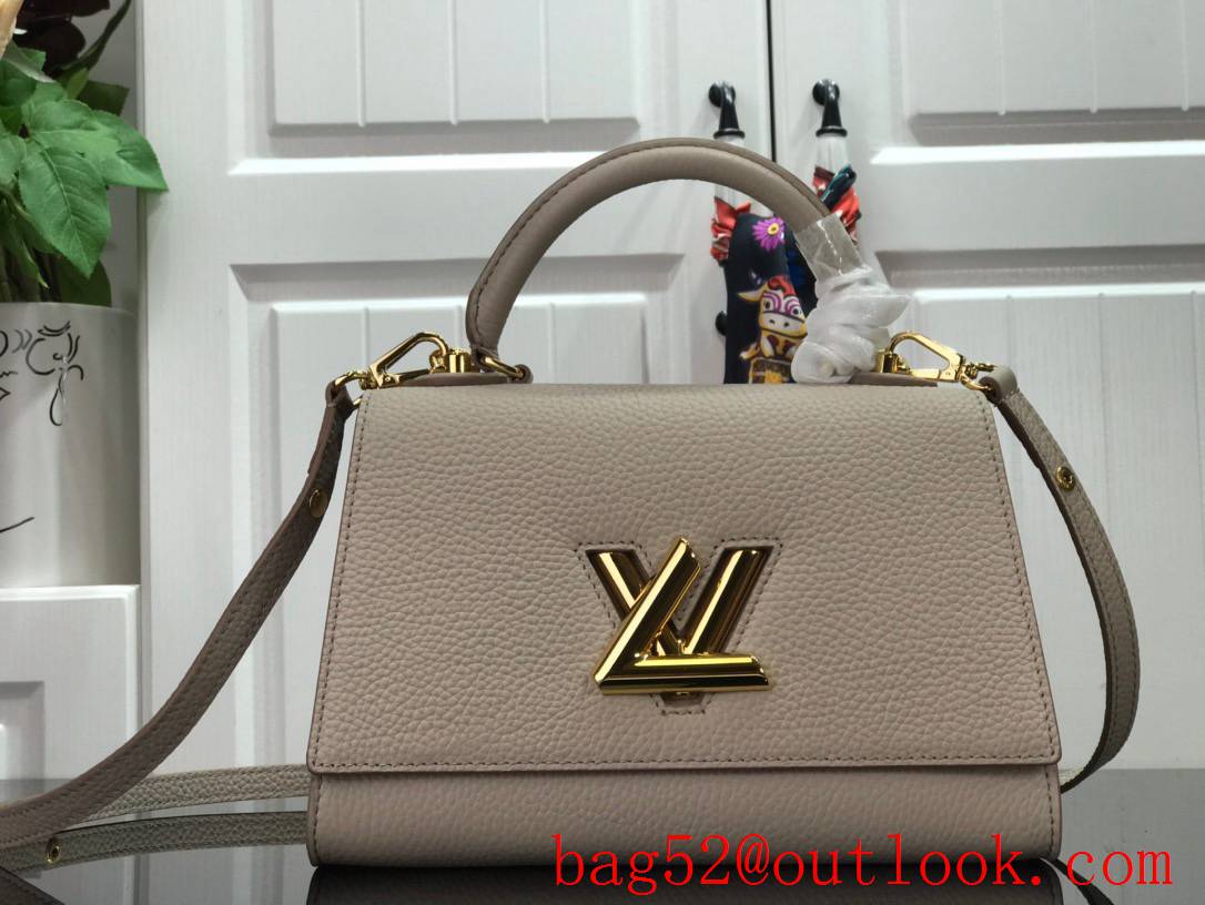 LV Louis Vuitton Small Twist One Handle Leather Handbag Bag M57093 Beige