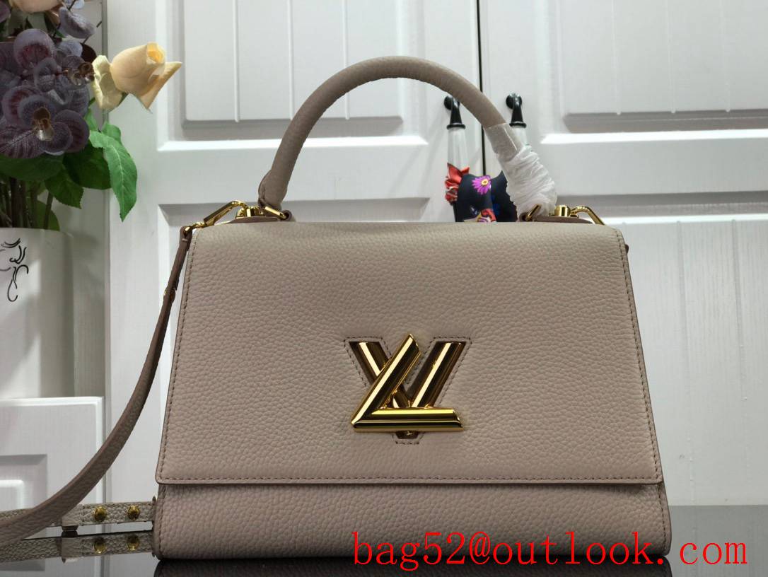 LV Louis Vuitton Large Twist One Handle Leather Handbag Bag M57090 Beige