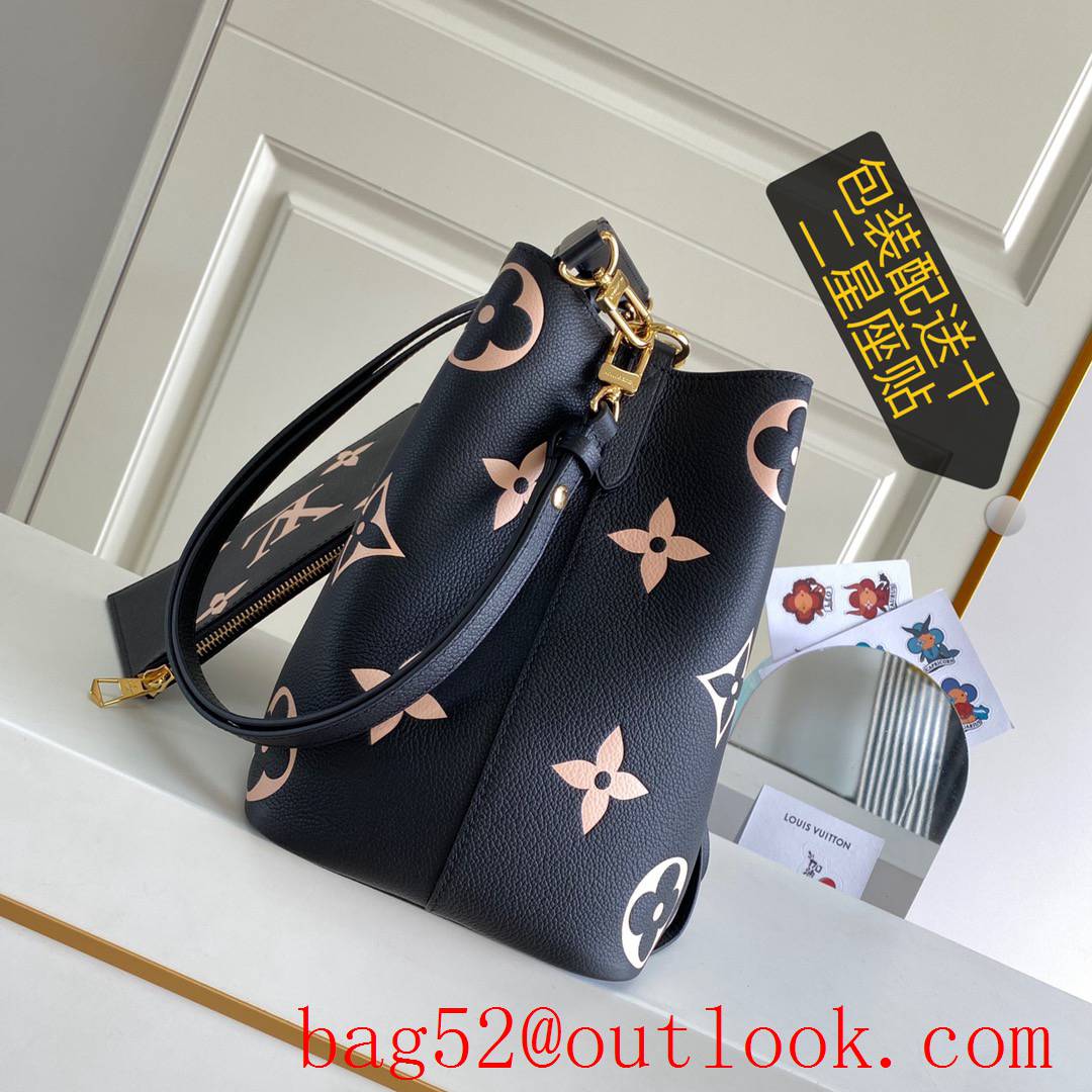 LV Louis Vuitton Monogram Medium NeoNoe Leather Bucket Bag M45497 Black