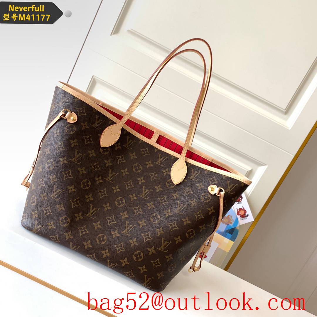 LV M41177 Louis Vuitton Monogram Neverfull PM Shopping Bag Handbag Brown