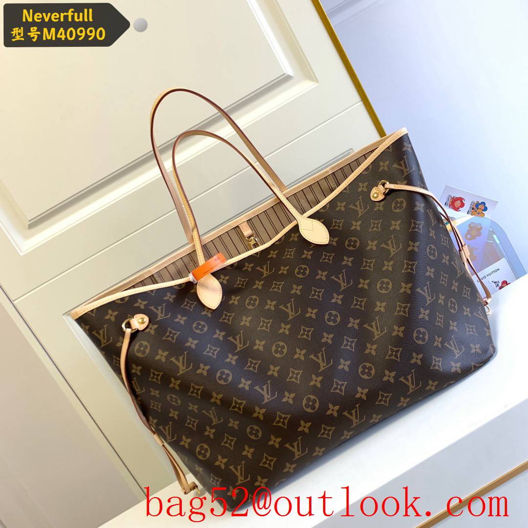 LV M40990 Louis Vuitton Monogram Neverfull MM Shopping Bag Handbag