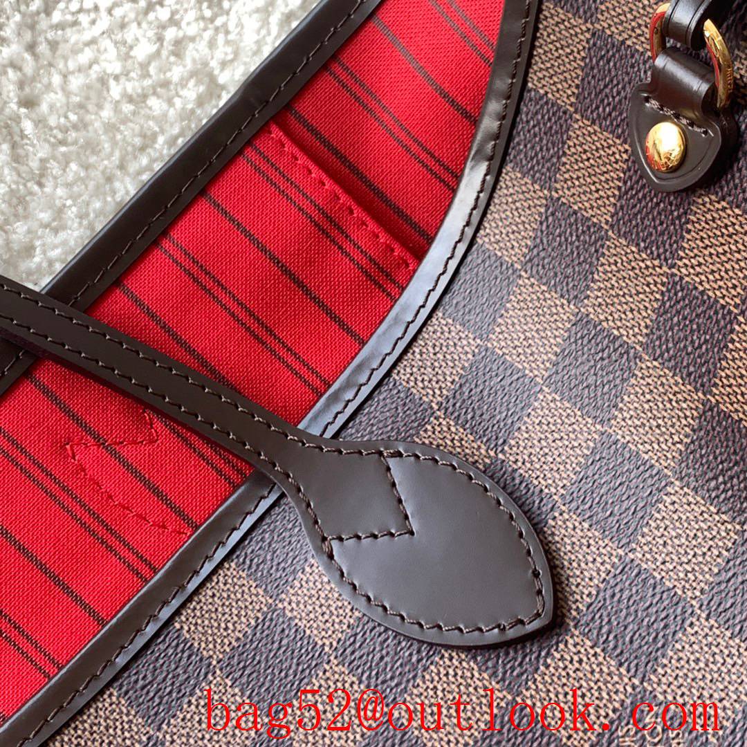 LV N41357 Louis Vuitton Damier Ebene Neverfull MM Tote Bag Handbag 