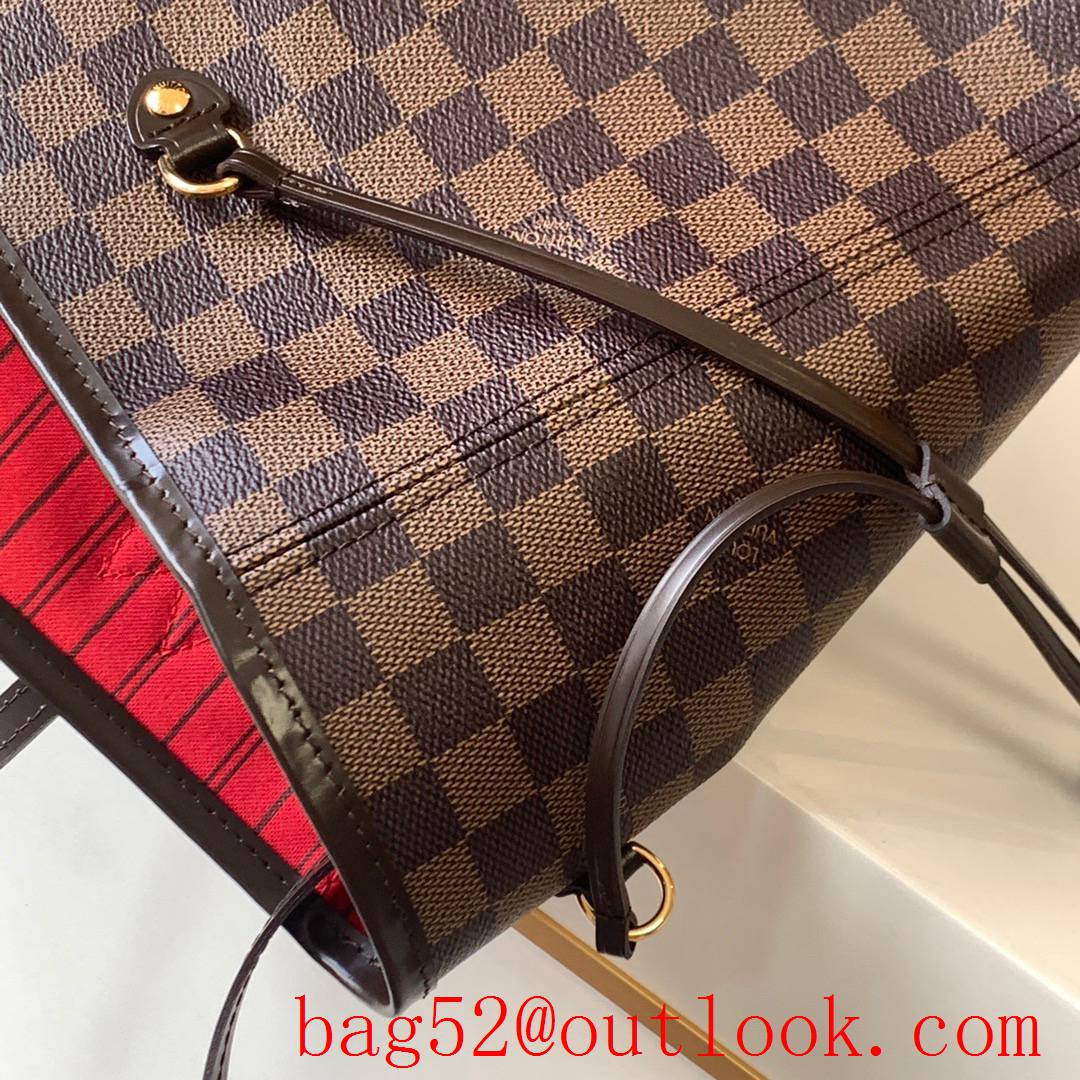 LV N41357 Louis Vuitton Damier Ebene Neverfull MM Tote Bag Handbag 