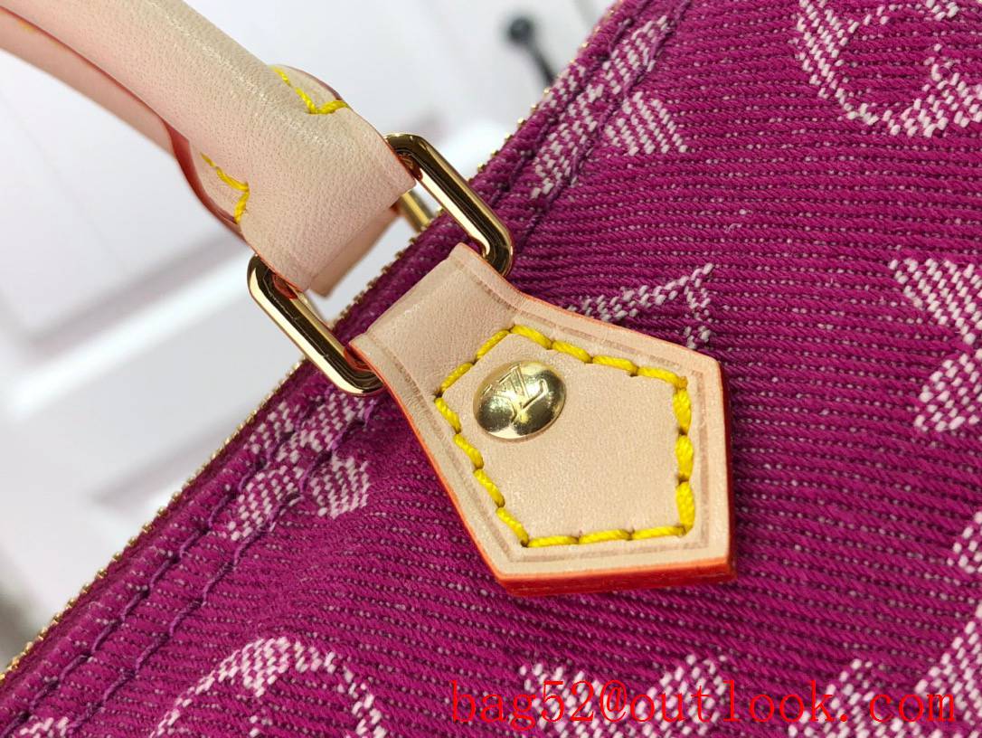 LV Louis Vuitton Monogram Nano Speedy Denim Handbag Bag M61252 Pink